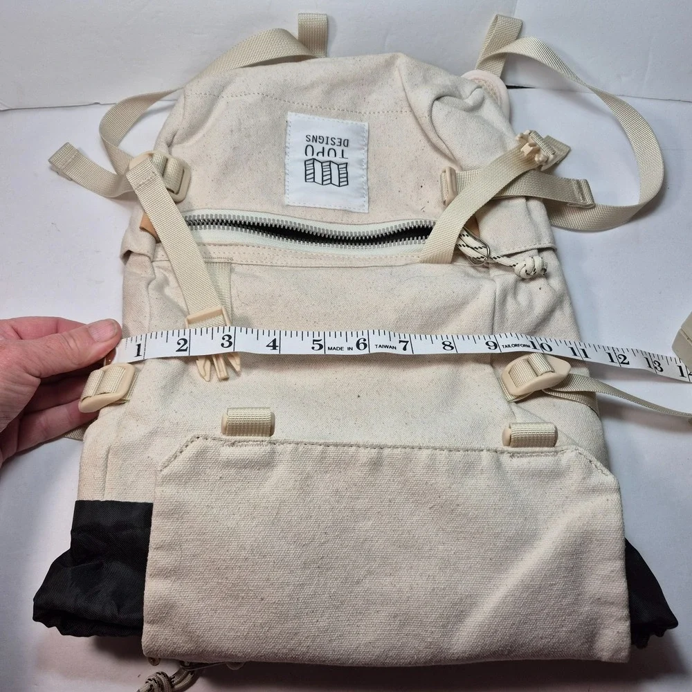 Topo Designs Rover Pack Mini Canvas Backpack Cream Canvas Black Interior